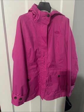 The North Face XL adult Hooded Rain Jacket - Bright Pink